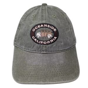 EST Oceanside California Woody Car Green Brown Cotton Baseball Cap Hat OSFA